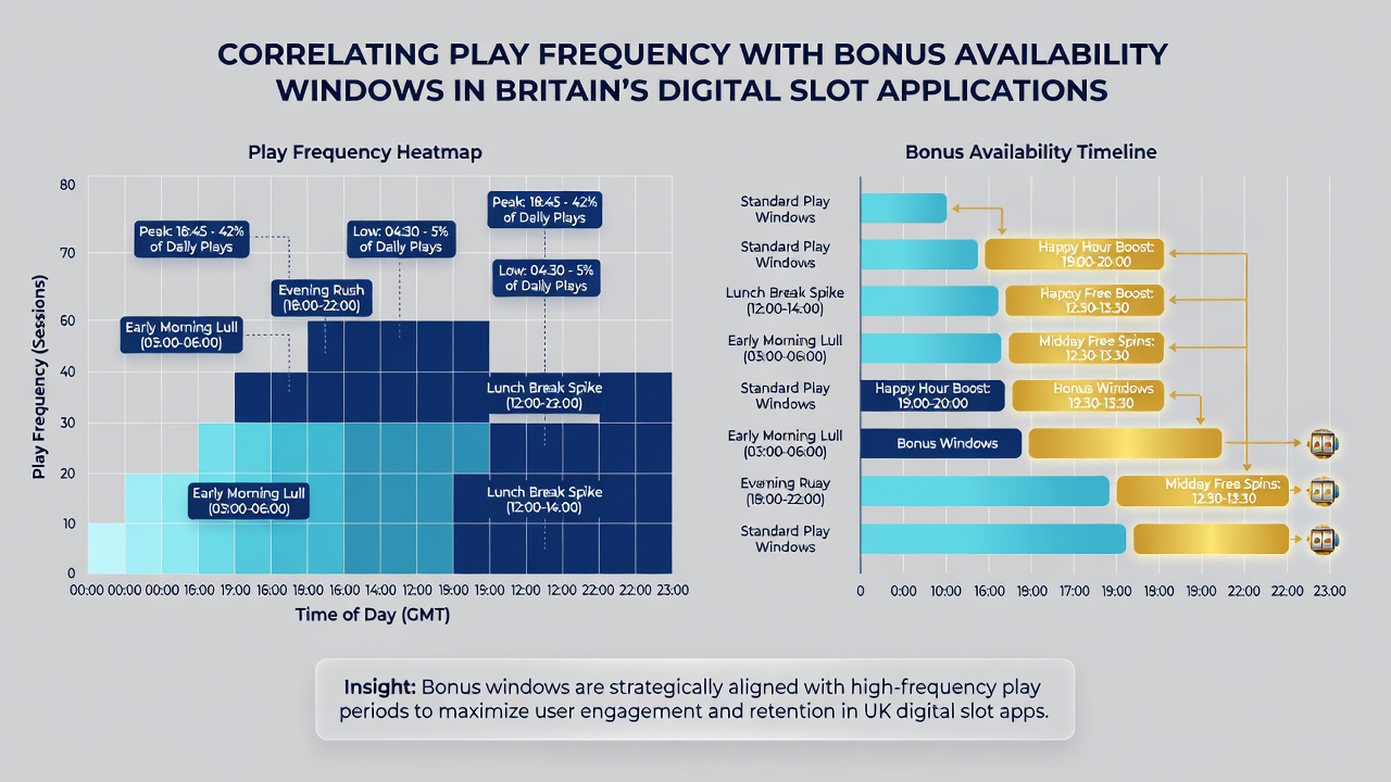 Chart illustrating statistical correlations between player session frequency and bonus claim success rates in UK slot apps