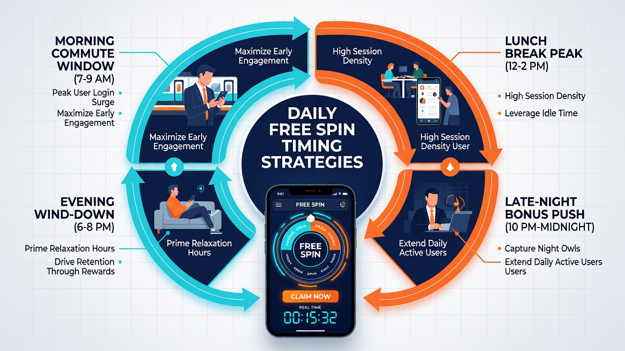 Infographic illustrating staggered release blocks and user engagement metrics for mobile casino daily incentives